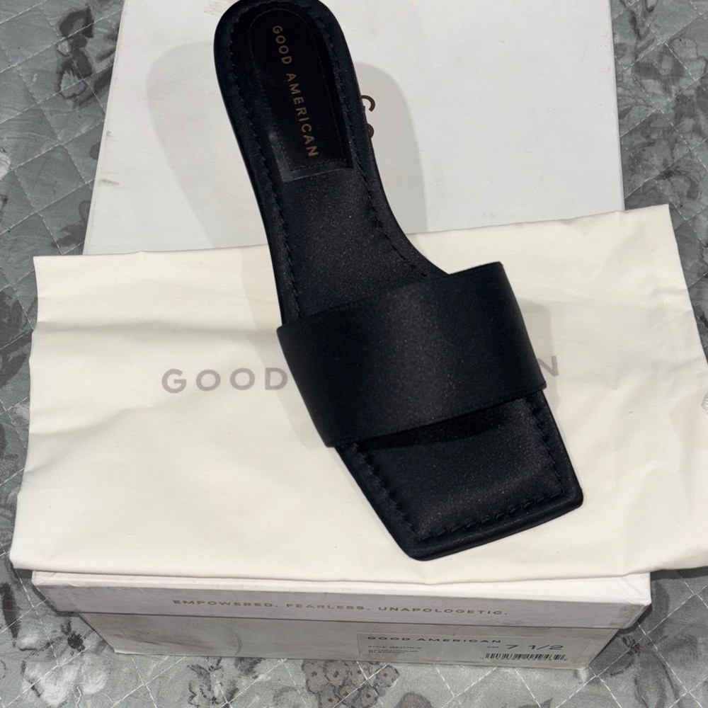 Good American Black Slide Sandals for Women